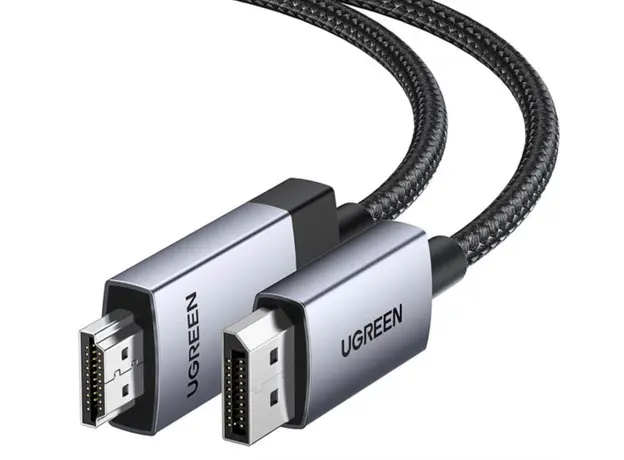 ვიდეო კაბელი UGREEN DP119 (25491), 4K, DisplayPort to HDMI, 3m, Grey/Black