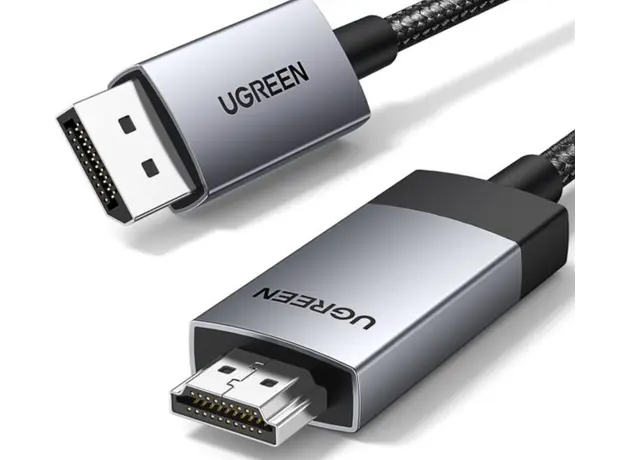ვიდეო კაბელი UGREEN DP119 (25491), 4K, DisplayPort to HDMI, 3m, Grey/Black, 2 image