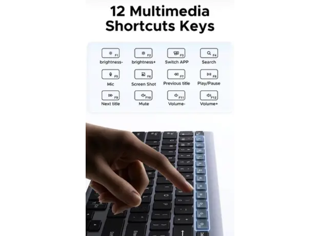 კლავიატურა UGREEN K552 (75163), Wireless, Bluetooth, USB, Keyboard, Grey, 3 image