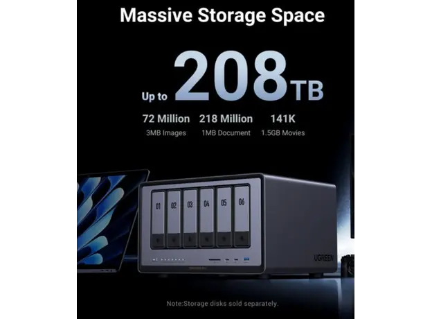 შენახვის სისტემა UGREEN NASync DXP6800Pro (25899B), Intel i5 1235U, 8GB, RJ45, USB, Type-C, HDMI, Space Gray, 5 image