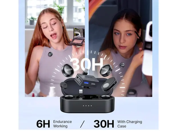 მიკროფონი BOYA BOYALINK 3-01 AI-Powered Button-Sized Wireless Microphone Black, 4 image