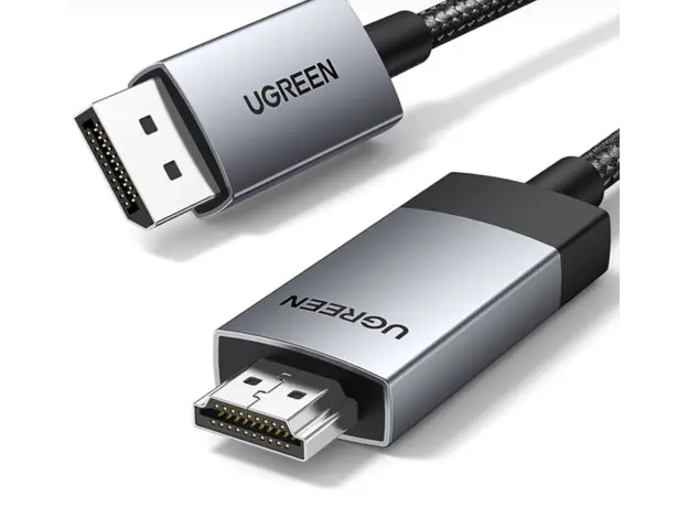 ვიდეო კაბელი UGREEN DP119 (15773), 4K, DisplayPort to HDMI, 1m, Grey/Black, 2 image