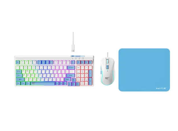კლავიატურა და მაუსი Havit KB897CM Gaming Keyboard White/Blue, 4 image