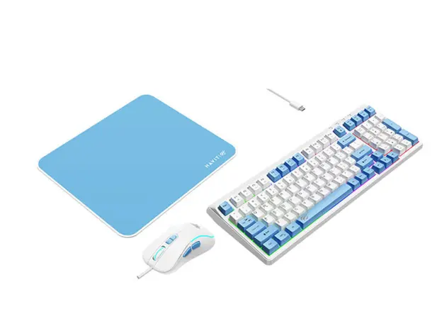 კლავიატურა და მაუსი Havit KB897CM Gaming Keyboard White/Blue, 2 image