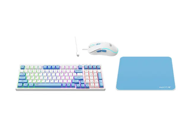 კლავიატურა და მაუსი Havit KB897CM Gaming Keyboard White/Blue, 3 image