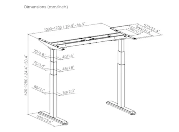 მაგიდა Vertex VX-2SSD-05B Smart-Controlled Dual-Motor Sit-Stand Desk Black, 5 image