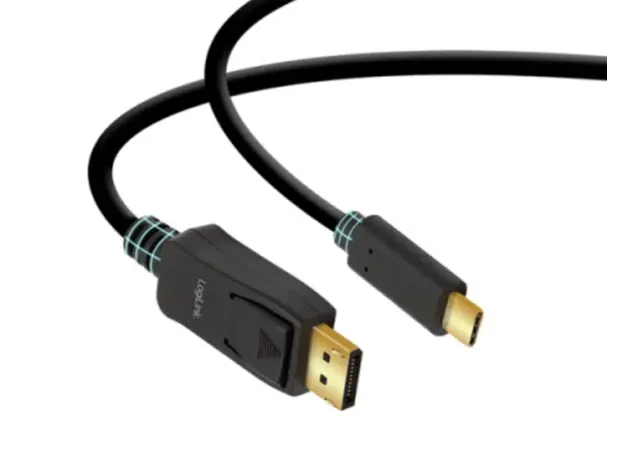 კაბელი Logilink UA0335 4K/60Hz USB Type-C 3.2 Gen1 to DP Cable Black 1.8m, 2 image