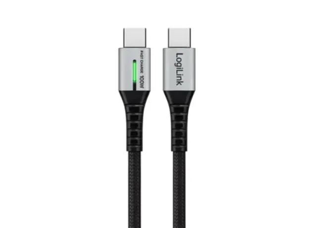 კაბელი Logilink CU0434 4K/60Hz USB Type-C Gen2x2 100W 20Gbps LED Metal Black 2m