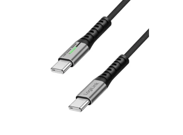 კაბელი Logilink CU0433 4K/60Hz USB Type-C Gen2x2 100W 20Gbps LED Metal Black 1.5m