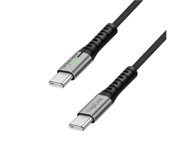 კაბელი Logilink CU0434 4K/60Hz USB Type-C Gen2x2 100W 20Gbps LED Metal Black 2m, 2 image