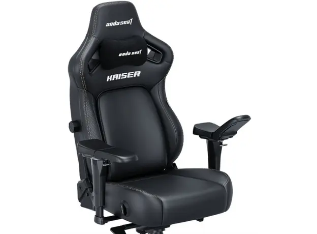 სათამაშო სავარძელი AndaSeat Chair Kaiser 4 V2, PVC leather, 6D-Armrests, black, 4 image