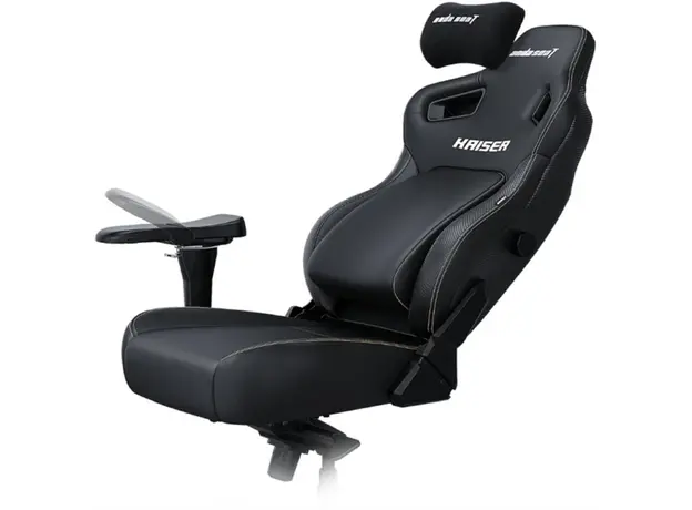 სათამაშო სავარძელი AndaSeat Chair Kaiser 4 V2, PVC leather, 6D-Armrests, black, 3 image