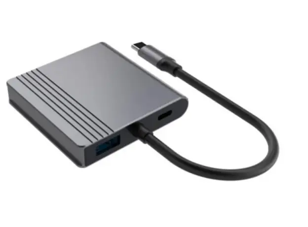 ადაპტერი Gembird A-CM-COMBO3-04 USB Type-C 3-in-1 multi-port Adapter (USB port+HDMI+PD) Space Grey, 2 image