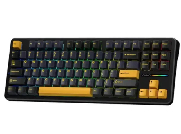 კლავიატურა AULA F87 Wireless Tri Mode RGB Mechanical Gaming Keyboard Thunder Black/Dark Blue/Orange (Graywood Switch), 2 image