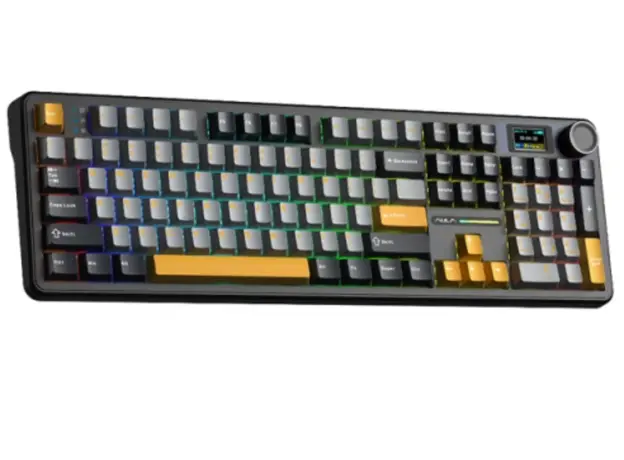 კლავიატურა AULA F108 PRO Tri-Mode RGB Mechanical Keyboard Gray/Yellow (Reaper Switch), 3 image