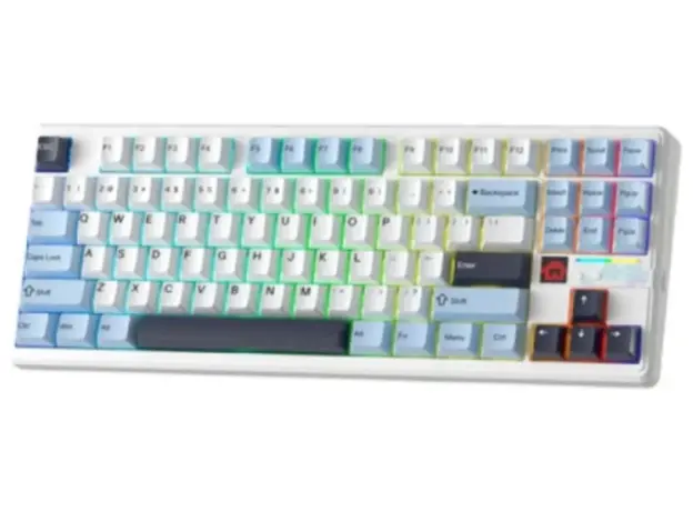 კლავიატურა AULA F87 PRO V2 Tri-Mode RGB Mechanical Keyboard Whire Light Blue/White/Dark Purple (Star Vector Switch), 2 image