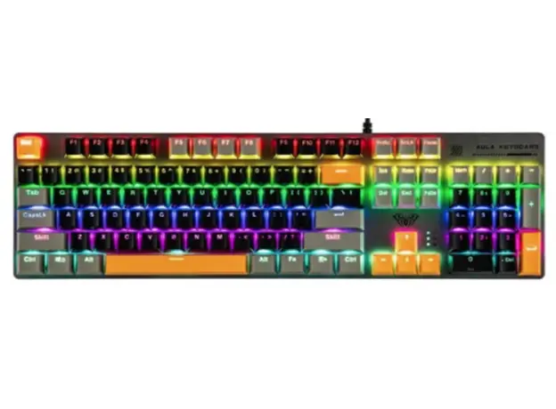 კლავიატურა AULA S500 Zoned RGB Wired Mechanical Gaming Keyboard Black/Grey/Yellow (Blue switch)