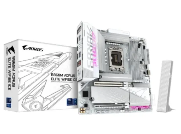 დედა დაფა Gigabyte B860M AORUS ELITE WIFI6E ICE 1.0 4DDR5 LGA1851 - 9MB86MLI6-00-G10