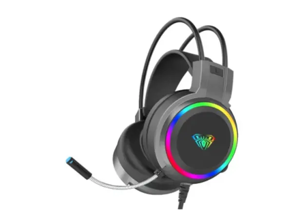 ყურსასმენი AULA S608 RGB Wired Gaming Headset With Adjustable Mic Black
