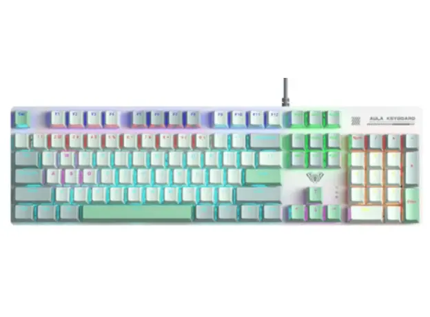 კლავიატურა AULA S500 Zoned RGB Wired Mechanical Gaming Keyboard Dark Green/Light Green/White (Blue switch)