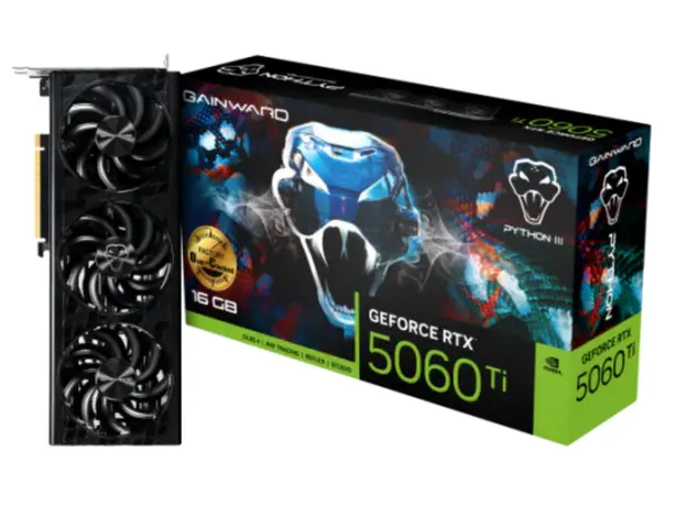 ვიდეო დაფა Gainward RTX5060Ti PYTHON III OC 16GB GDDR7 128bit 3-DP HDMI