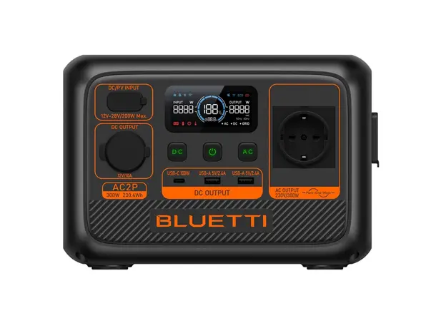 ელექტრო სადგური Bluetti AC2P, 230,4Wh, USB-C, USB-A, Power Station, Black