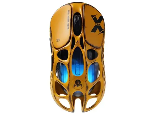 მაუსი GravaStar Mercury X Pro, 8K, BT/WL/USB-A, RGB, Battle-Worn Yellow