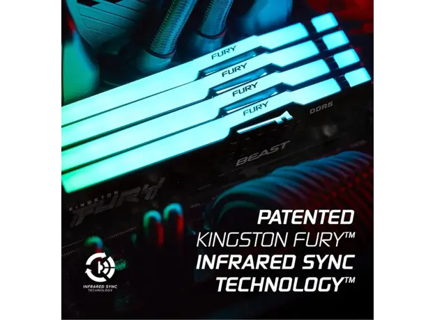 ოპერატიული მეხსიერება Kingston DDR5 32GB (2x16GB) 5600MT/s CL36 FURY Beast Black RGB EXPO/XMP, 2 image