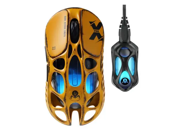 მაუსი GravaStar Mercury X Pro, 8K, BT/WL/USB-A, RGB, Battle-Worn Yellow, 3 image