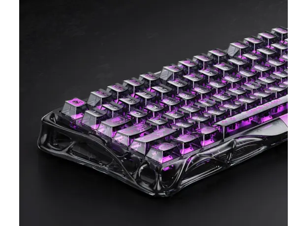კლავიატურა GravaStar Mercury V75 Lite 75keys, Blackcore, USB-A, Transparent Black, 2 image
