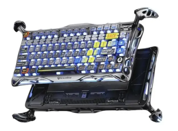 კლავიატურა GravaStar Mercury K1 Pro 80keys, GravaStar x Kailh Speedy Mint, BT/WL/USB, RGB, Interstellar Silver, 3 image