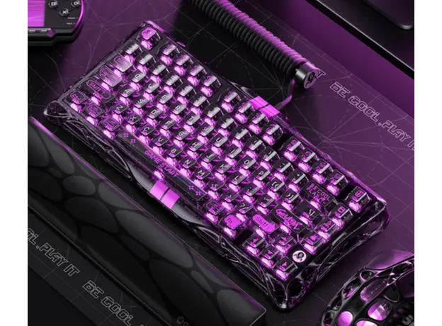 კლავიატურა GravaStar Mercury V75 Lite 75keys, Blackcore, USB-A, Transparent Black, 4 image