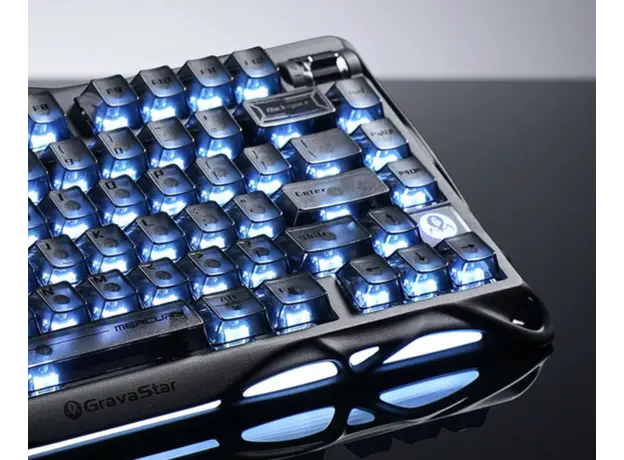 კლავიატურა GravaStar Mercury K1 80keys, GravaStar x Kailh Cheery Pink, EN, BT/WL/USB, Stealth Black, 2 image