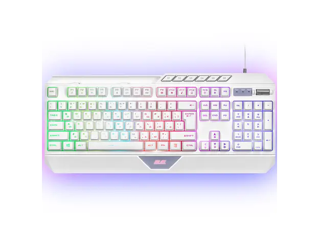 კლავიატურა 2E GAMING Membrane keyboard KG315 110key, USB-A, EN/UA, RGB, white