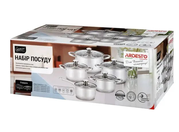 ქვაბების ნაკრები Ardesto Cookware set  Gemini Gourmet Varese, 10 pcs., stainless steel, 7 image