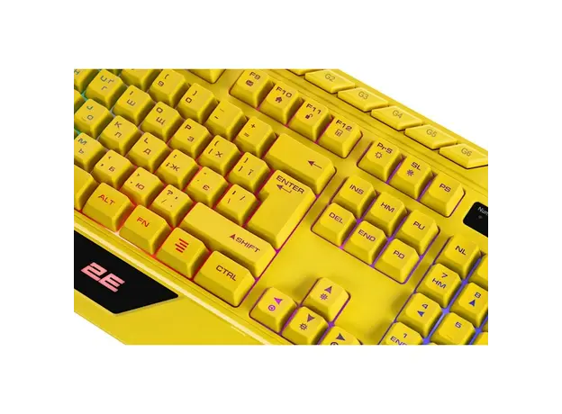 კლავიატურა 2E 2E-KG315UYW, Wired, RGB, USB, Gaming Keyboard, Yellow, 3 image