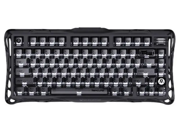 კლავიატურა GravaStar Mercury K1 80keys, GravaStar x Kailh Cheery Pink, EN, BT/WL/USB, Stealth Black