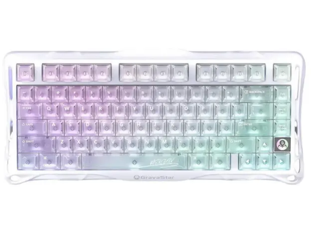 კლავიატურა GravaStar Mercury K1 Lite 80keys, GravaStar x BSUN Grey, BT/WL/USB, RGB, Crystal Aurora