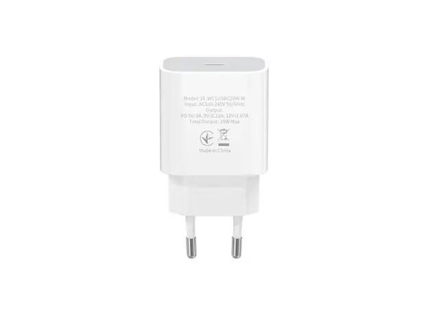 Mobile phone charger 2Е WC1USBC20W-W Wall Charger USB-C PD3.0 DC5V / 3A, Max 20W White, 3 image
