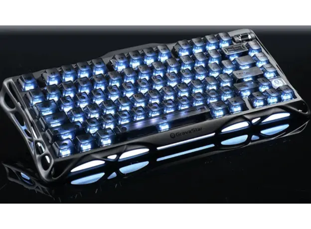 კლავიატურა GravaStar Mercury K1 80keys, GravaStar x Kailh Cheery Pink, EN, BT/WL/USB, Stealth Black, 3 image