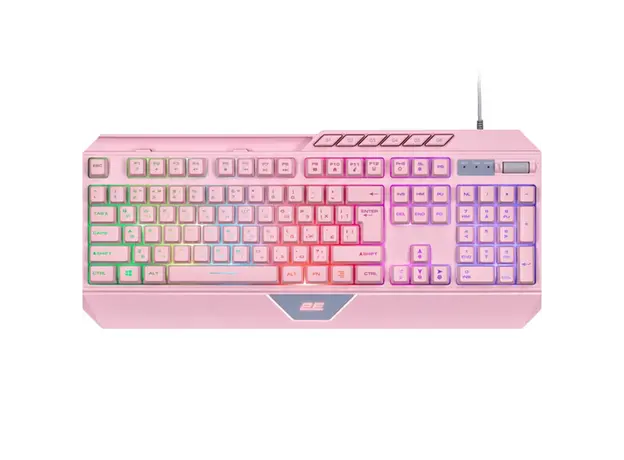 კლავიატურა 2E GAMING Membrane keyboard KG315 110key, USB-A, EN/UA, RGB, pink