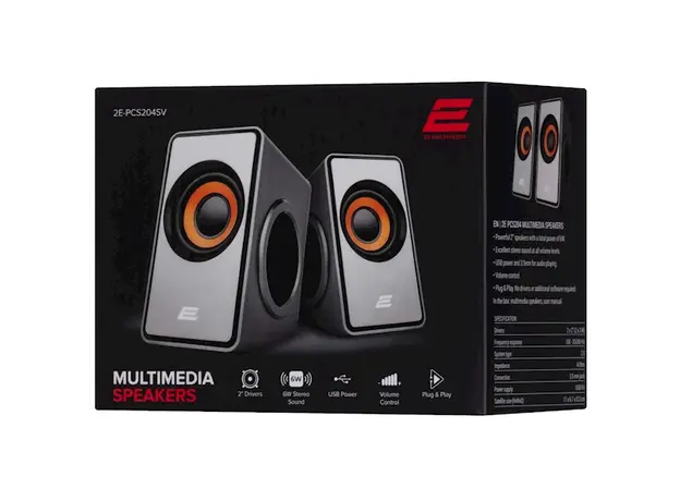 დინამიკი 2E Multimedia speaker  PCS204, 2.0, USB, Silver, 3 image