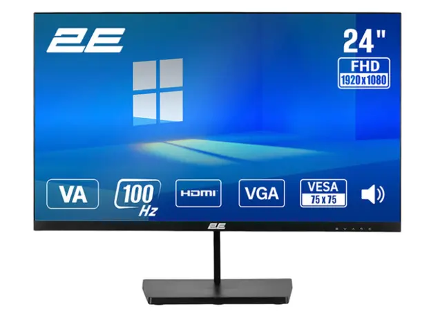 მონიტორი 2E 23.8" B2425B D-Sub, HDMI, MM, VA, 100Hz, FreeSync