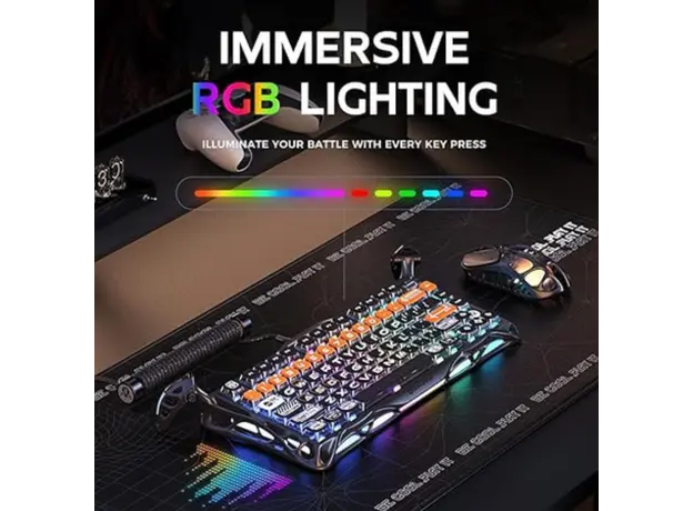 კლავიატურა GravaStar Mercury K1 Pro 80keys, GravaStar x Kailh Speedy Mint, BT/WL/USB, RGB, CyberFlare, 4 image