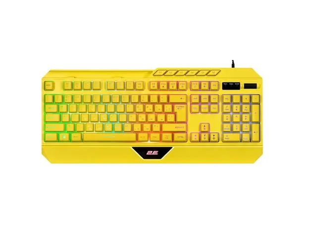 კლავიატურა 2E 2E-KG315UYW, Wired, RGB, USB, Gaming Keyboard, Yellow