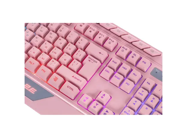 კლავიატურა 2E GAMING Membrane keyboard KG315 110key, USB-A, EN/UA, RGB, pink, 3 image