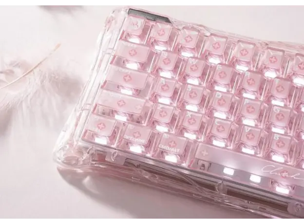 კლავიატურა GravaStar Mercury V60 60keys, UFO Magnetic Gaming, 8K, USB-A, RGB, Crystal Rose, 3 image