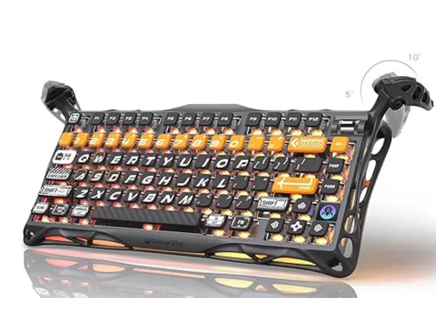 კლავიატურა GravaStar Mercury K1 Pro 80keys, GravaStar x Kailh Speedy Mint, BT/WL/USB, RGB, CyberFlare