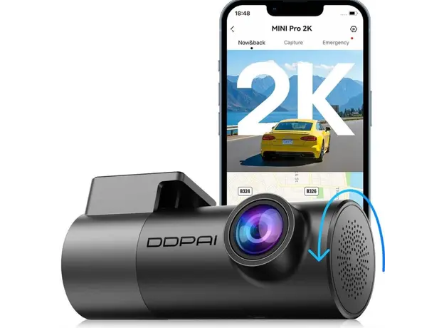 Car Video Recorder DDPAI Mini Pro 2K, 140° WIFI, Dash Cam, Black, 3 image