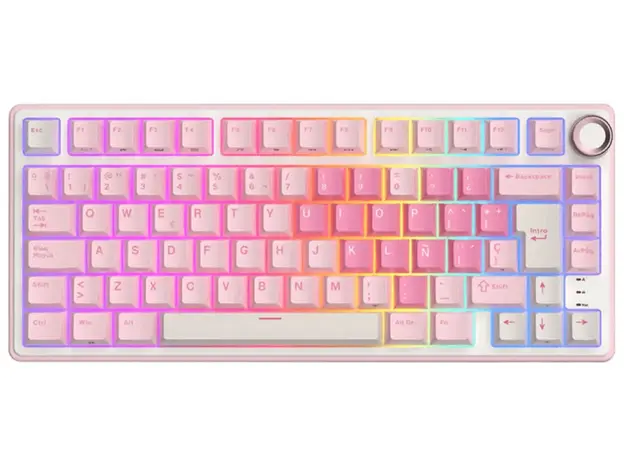 Royal Kludge RKR75-PM-XH RGB Mechanical Keyboard, Cream Switch, Hot Swappable, Wired, USB, Pink Melody